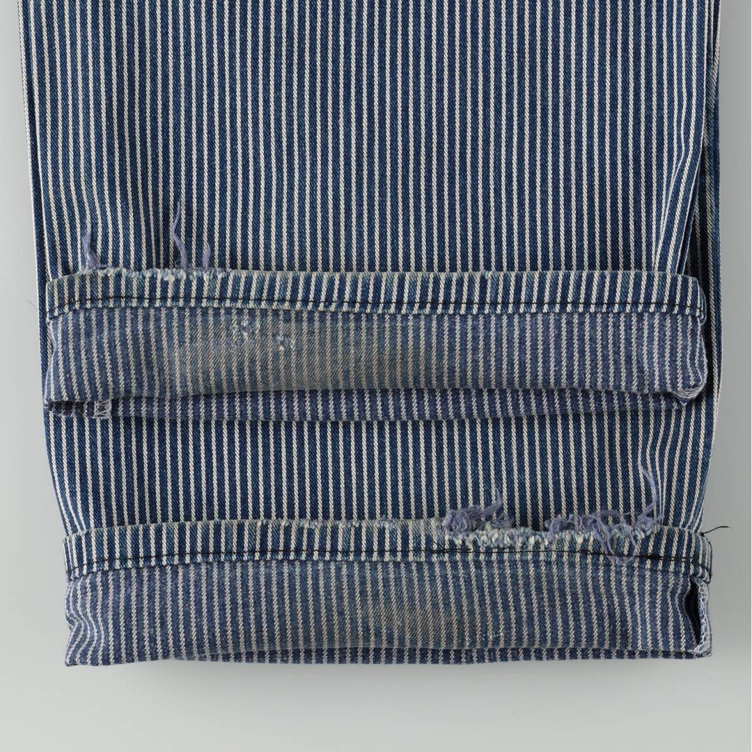Pointer Stripe Pattern Hickory Stripe Denim Painter Pants, Made in USA, Men's Size W31 (approx.), Vintage cotton blue type Vintage Second Hand