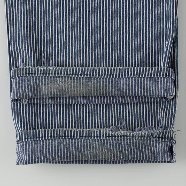 Pointer Stripe Pattern Hickory Stripe Denim Painter Pants, Made in USA, Men's Size W31 (approx.), Vintage cotton blue type Vintage Second Hand