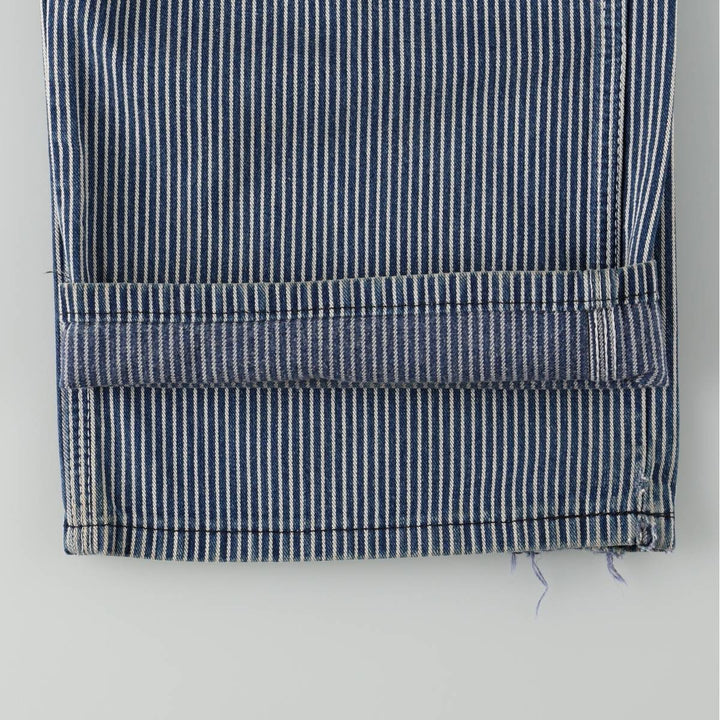 Pointer Stripe Pattern Hickory Stripe Denim Painter Pants, Made in USA, Men's Size W31 (approx.), Vintage cotton blue type Vintage Second Hand