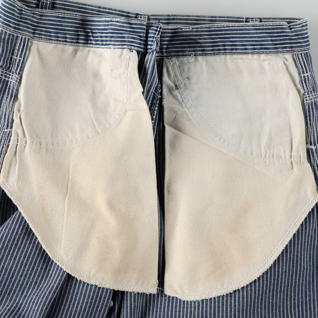 Pointer Stripe Pattern Hickory Stripe Denim Painter Pants, Made in USA, Men's Size W31 (approx.), Vintage cotton blue type Vintage Second Hand