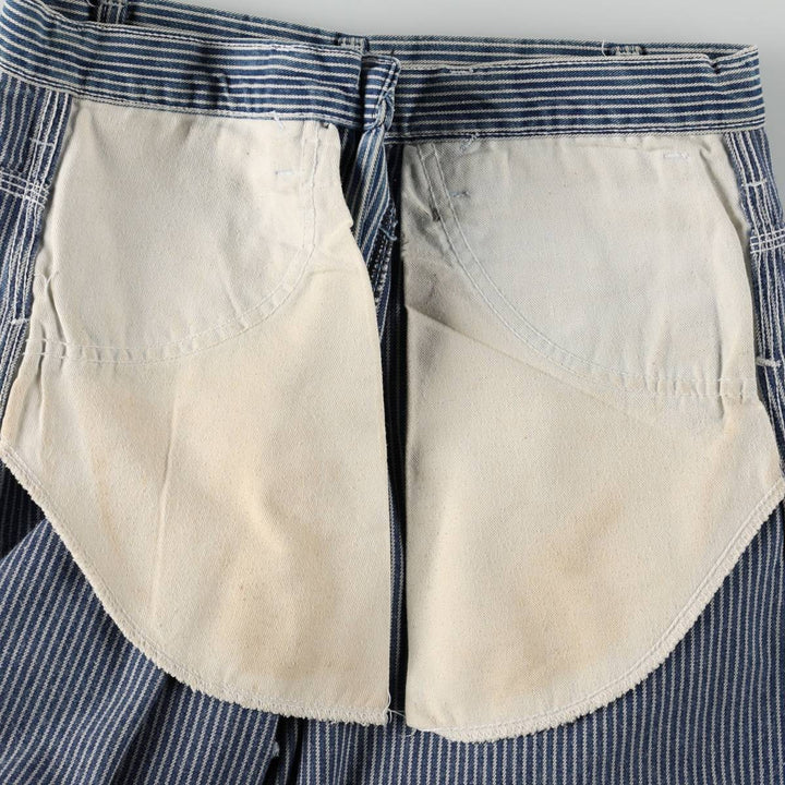Pointer Stripe Pattern Hickory Stripe Denim Painter Pants, Made in USA, Men's Size W31 (approx.), Vintage cotton blue type Vintage Second Hand