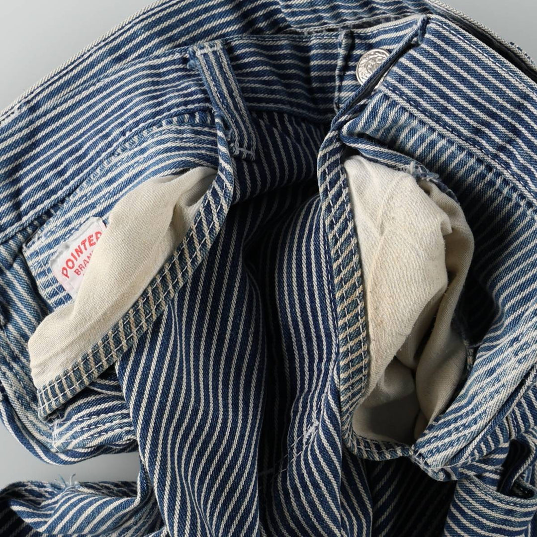 Pointer Stripe Pattern Hickory Stripe Denim Painter Pants, Made in USA, Men's Size W31 (approx.), Vintage cotton blue type Vintage Second Hand