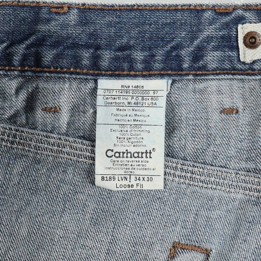 Carhartt Loose Fit Tapered Denim Pants, Men's Size W34 (approx.) cotton blue type Vintage Second Hand