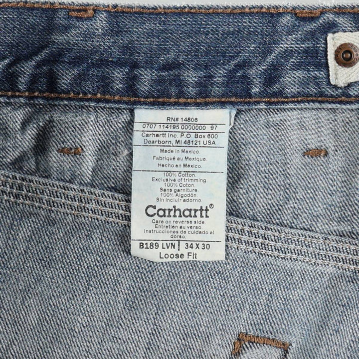 Carhartt Loose Fit Tapered Denim Pants, Men's Size W34 (approx.) cotton blue type Vintage Second Hand