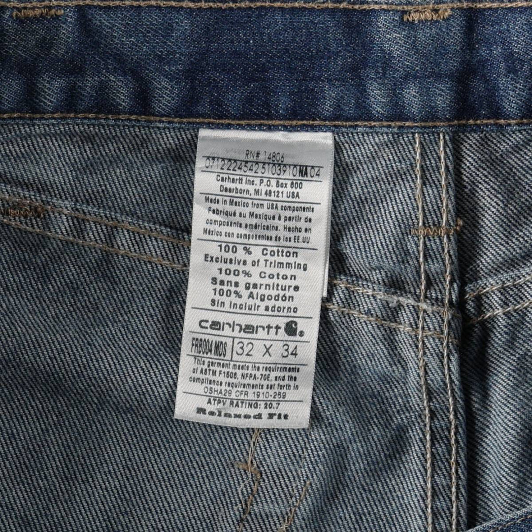 Carhartt FR Series Relaxed Fit Straight Denim Pants, Men's Size W34 (approx.) cotton blue type Vintage Second Hand