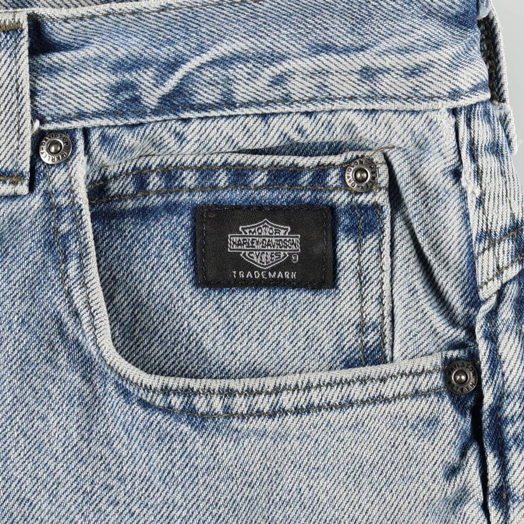 Harley-Davidson Tapered Denim Pants for Men, W35 equivalent unclear blue type Vintage Second Hand