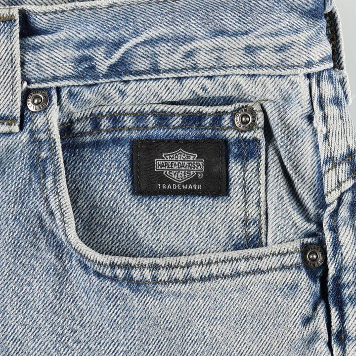 Harley-Davidson Tapered Denim Pants for Men, W35 equivalent unclear blue type Vintage Second Hand