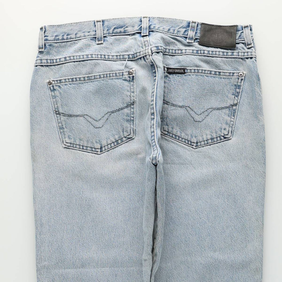 Harley-Davidson Tapered Denim Pants for Men, W35 equivalent unclear blue type Vintage Second Hand