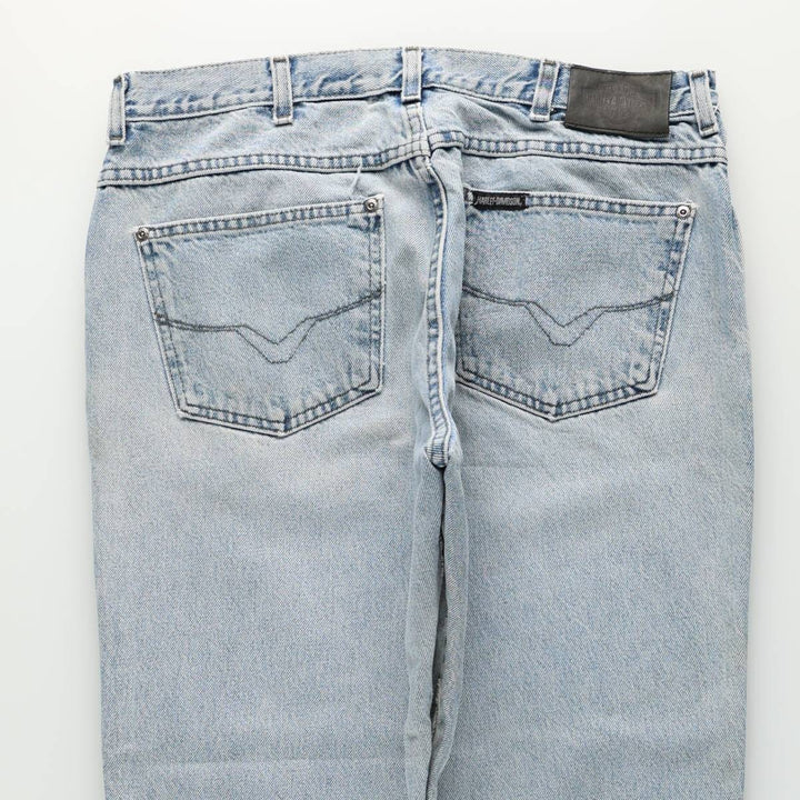 Harley-Davidson Tapered Denim Pants for Men, W35 equivalent unclear blue type Vintage Second Hand