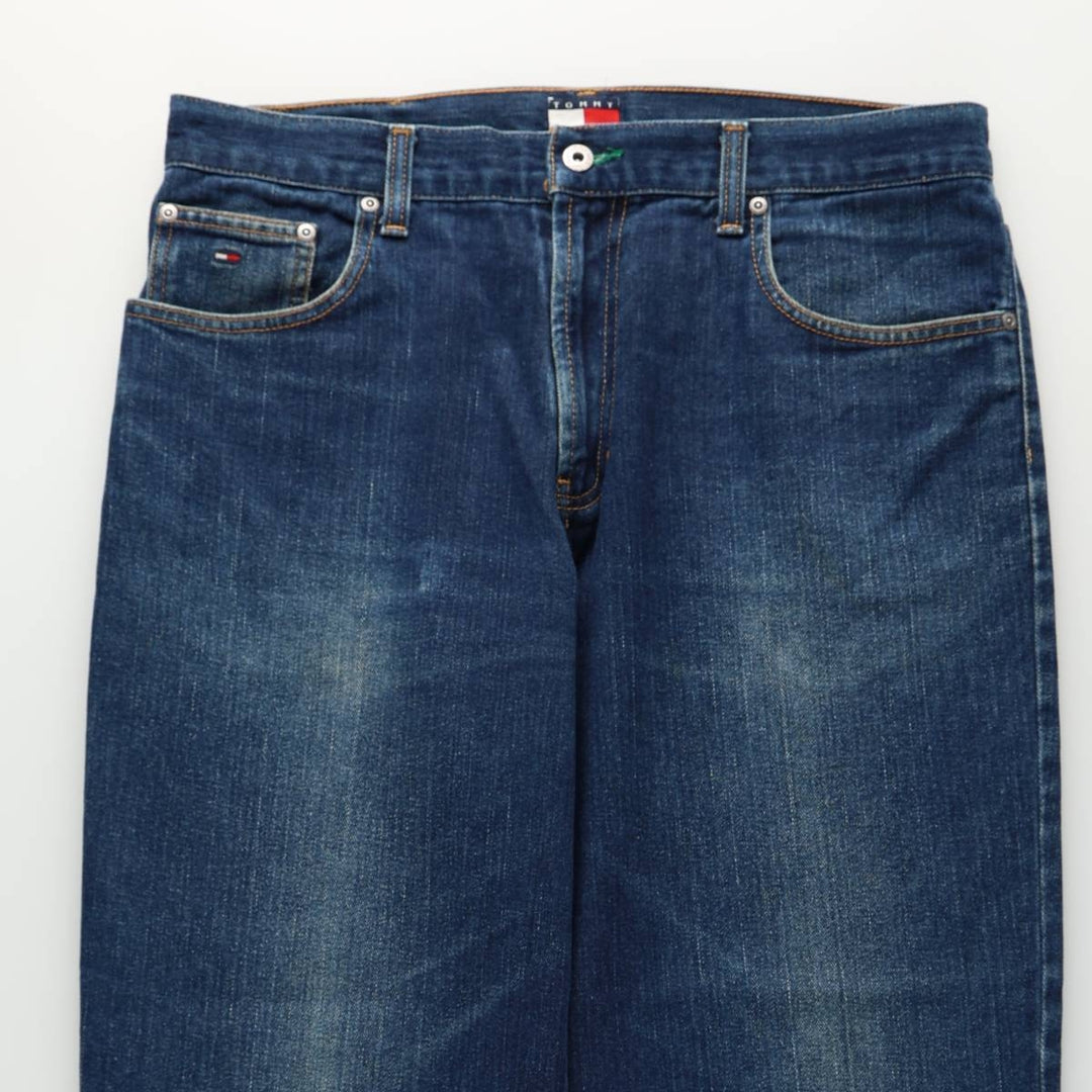 90'S Tommy Hilfiger tapered denim pants, men's size W36 (approx.) cotton blue type Vintage Second Hand