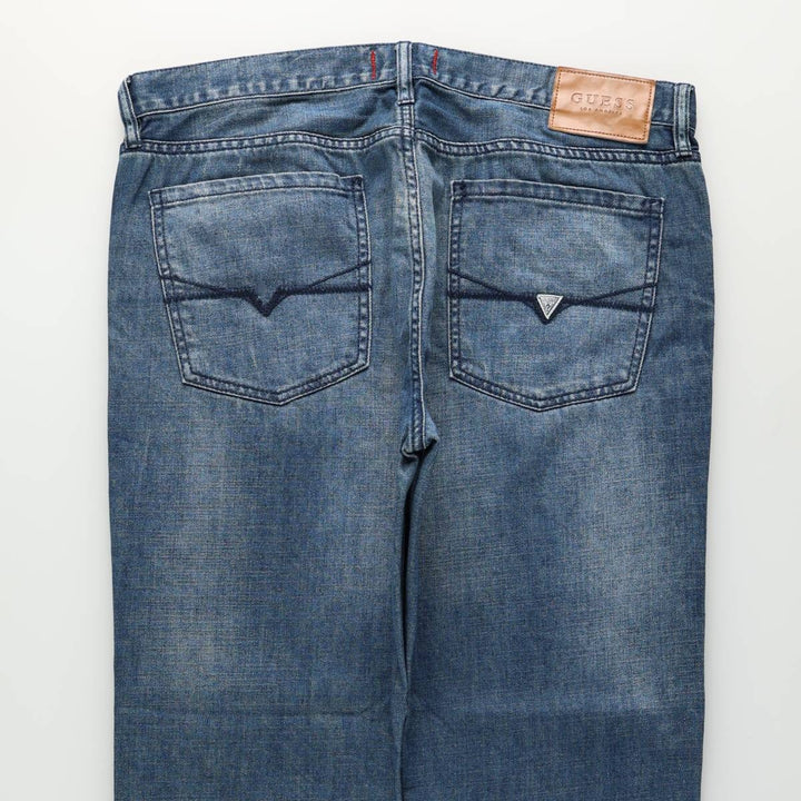 Guess REGULAR STRAIGHT Crescent Fit Straight Denim Pants, Men's W37 (approx.) cotton blue type Vintage Second Hand