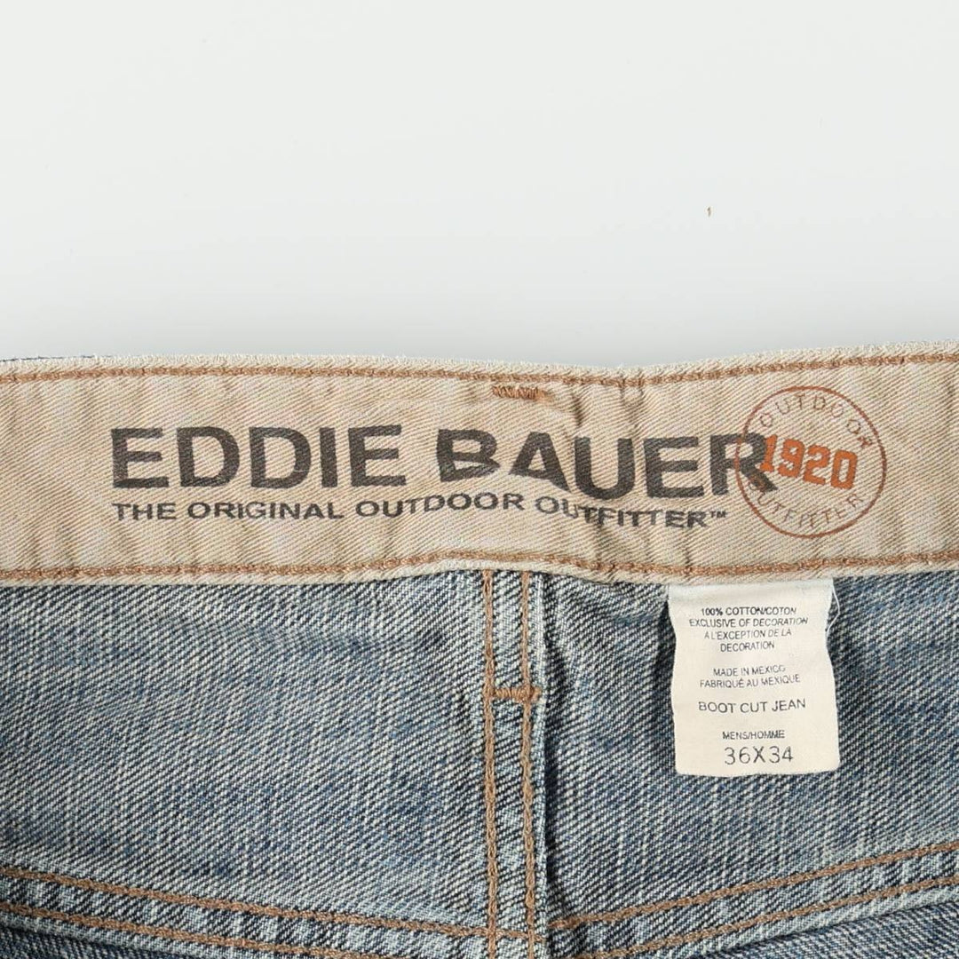 90'S Eddie Bauer BOOT CUT JEAN straight denim pants, men's size W37 (approx.) cotton Navy blue Vintage Second Hand