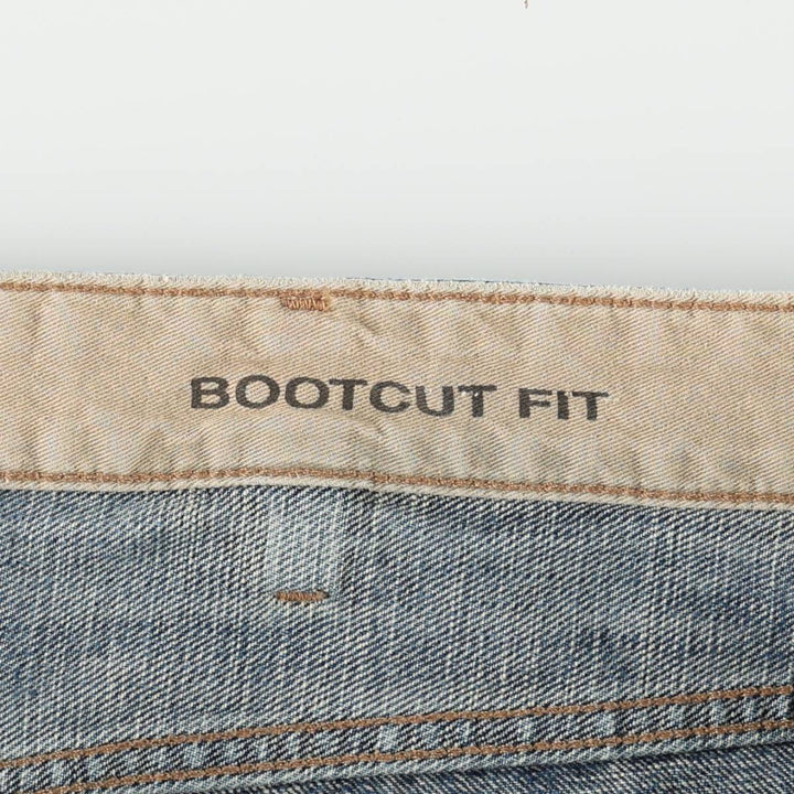 90'S Eddie Bauer BOOT CUT JEAN straight denim pants, men's size W37 (approx.) cotton Navy blue Vintage Second Hand