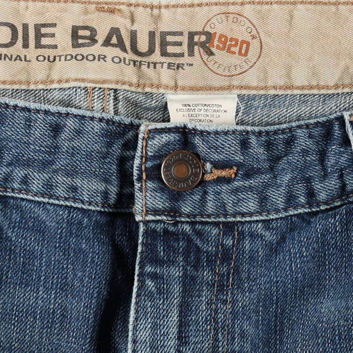 90'S Eddie Bauer BOOT CUT JEAN straight denim pants, men's size W37 (approx.) cotton Navy blue Vintage Second Hand