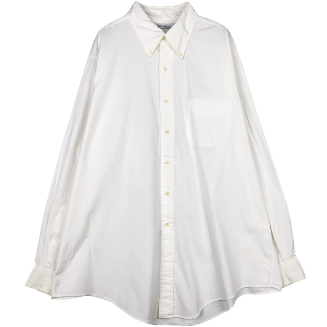 Brooks Brothers long-sleeved button-down shirt, Made in USA, Men's XL cotton white type Vintage Second Hand