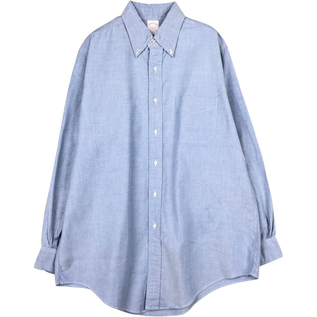 Brooks Brothers MAKERS Long Sleeve Button Down Shirt Made in USA Men's Size L Supima Cotton Blue type light blue Vintage Second Hand