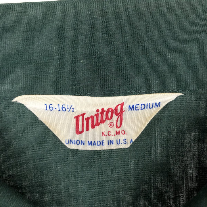 ~1980'S Unitog Long-Sleeve Shirt, Made in USA, Men's Size M (Equivalent), Vintage unclear Green type dark green Vintage Second Hand