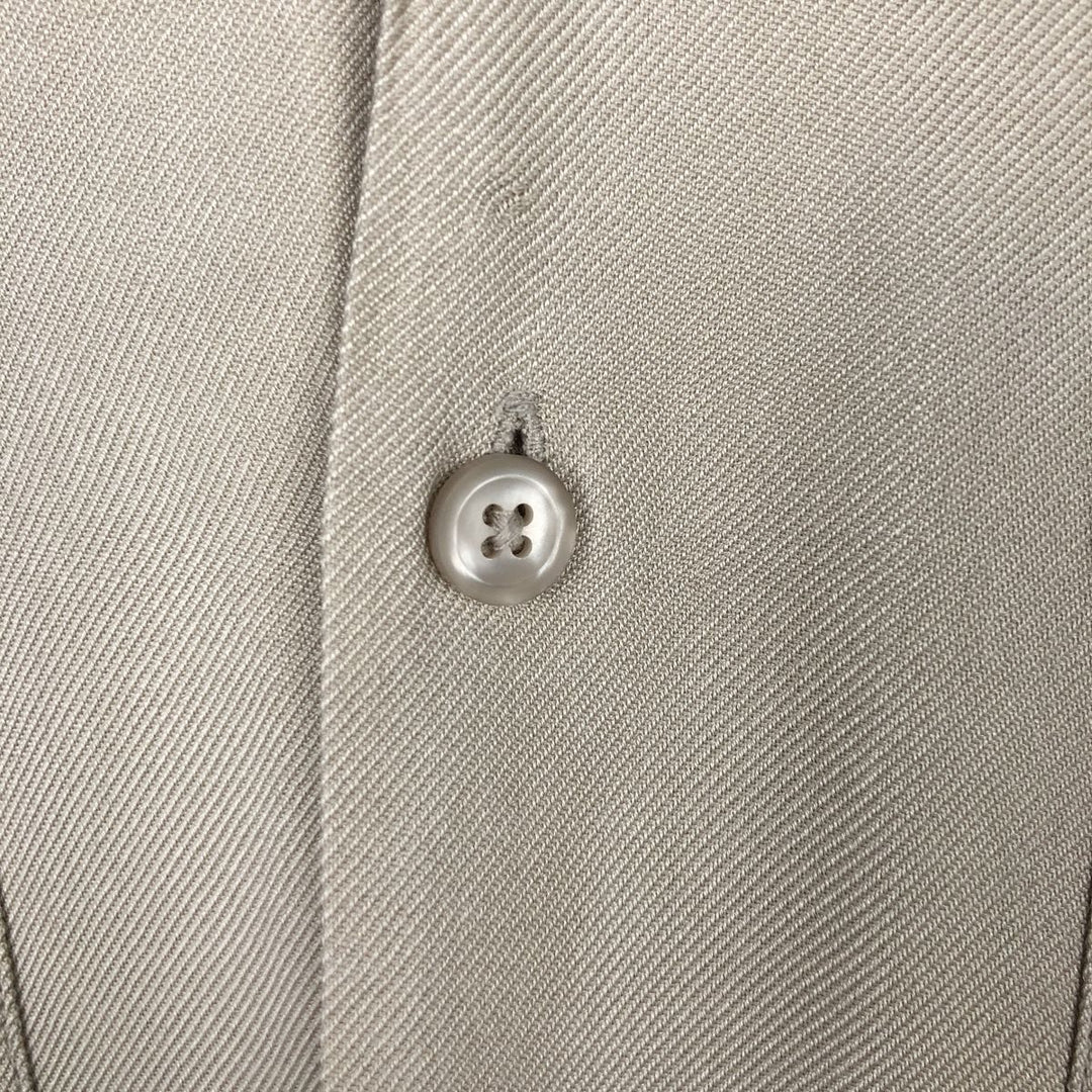 Perry Ellis Open Collar Long Sleeve Silk Shirt, Boxy Shirt, Men's Size L (approx.) silk Beige type Vintage Second Hand