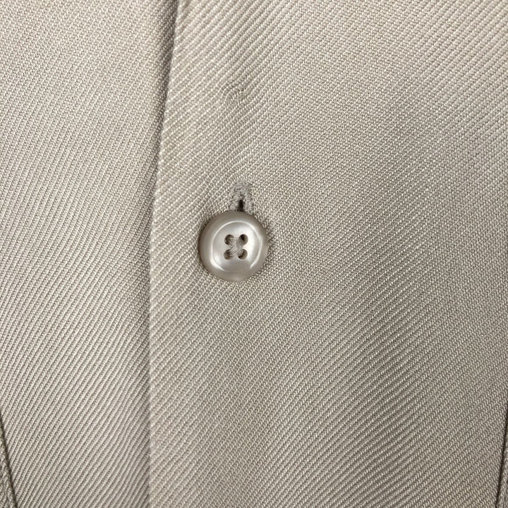 Perry Ellis Open Collar Long Sleeve Silk Shirt, Boxy Shirt, Men's Size L (approx.) silk Beige type Vintage Second Hand