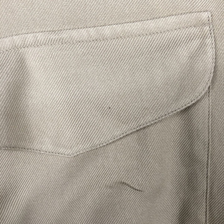 Perry Ellis Open Collar Long Sleeve Silk Shirt, Boxy Shirt, Men's Size L (approx.) silk Beige type Vintage Second Hand