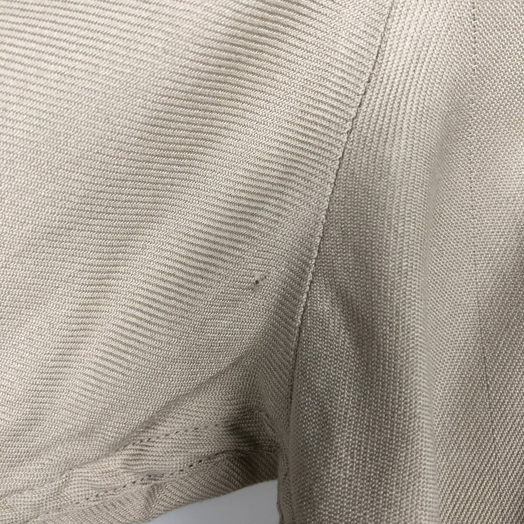 Perry Ellis Open Collar Long Sleeve Silk Shirt, Boxy Shirt, Men's Size L (approx.) silk Beige type Vintage Second Hand