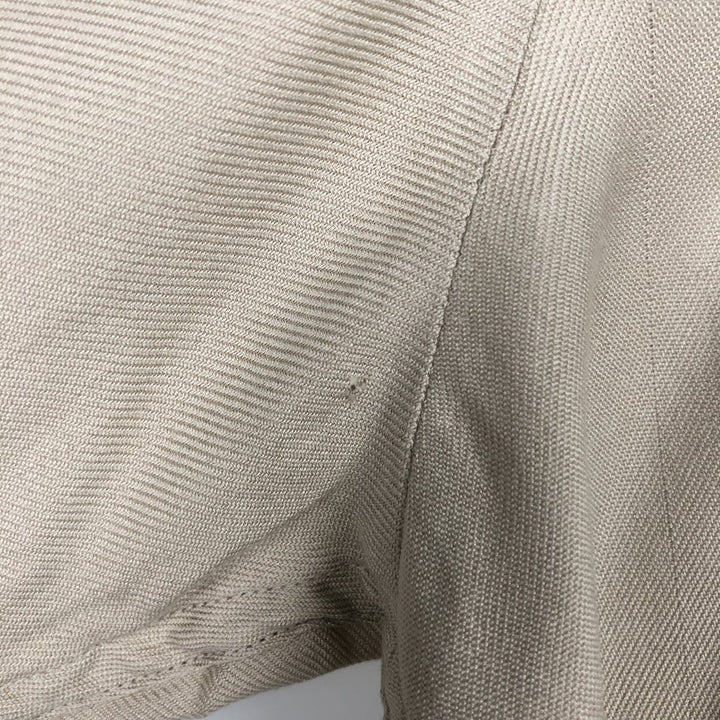 Perry Ellis Open Collar Long Sleeve Silk Shirt, Boxy Shirt, Men's Size L (approx.) silk Beige type Vintage Second Hand