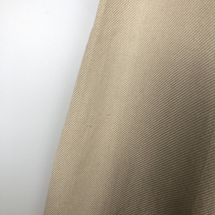 Perry Ellis Open Collar Long Sleeve Silk Shirt, Boxy Shirt, Men's Size L (approx.) silk Beige type Vintage Second Hand