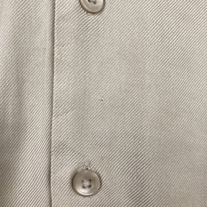 Perry Ellis Open Collar Long Sleeve Silk Shirt, Boxy Shirt, Men's Size L (approx.) silk Beige type Vintage Second Hand