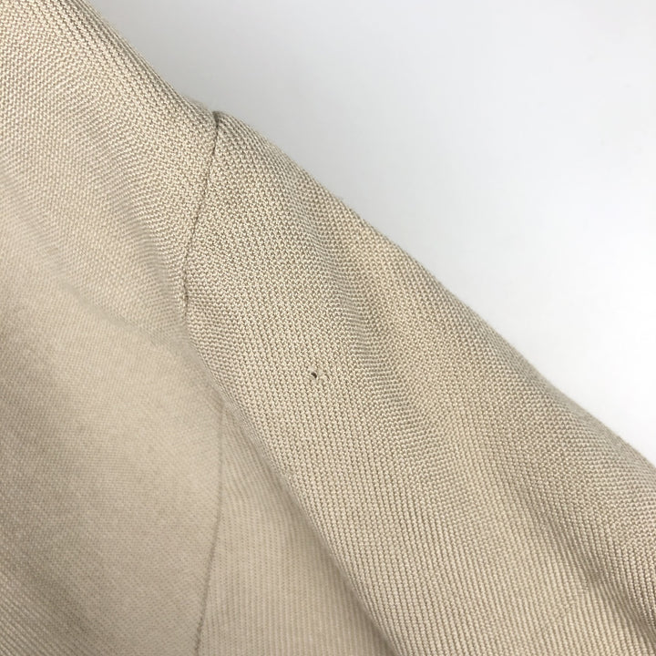 Perry Ellis Open Collar Long Sleeve Silk Shirt, Boxy Shirt, Men's Size L (approx.) silk Beige type Vintage Second Hand