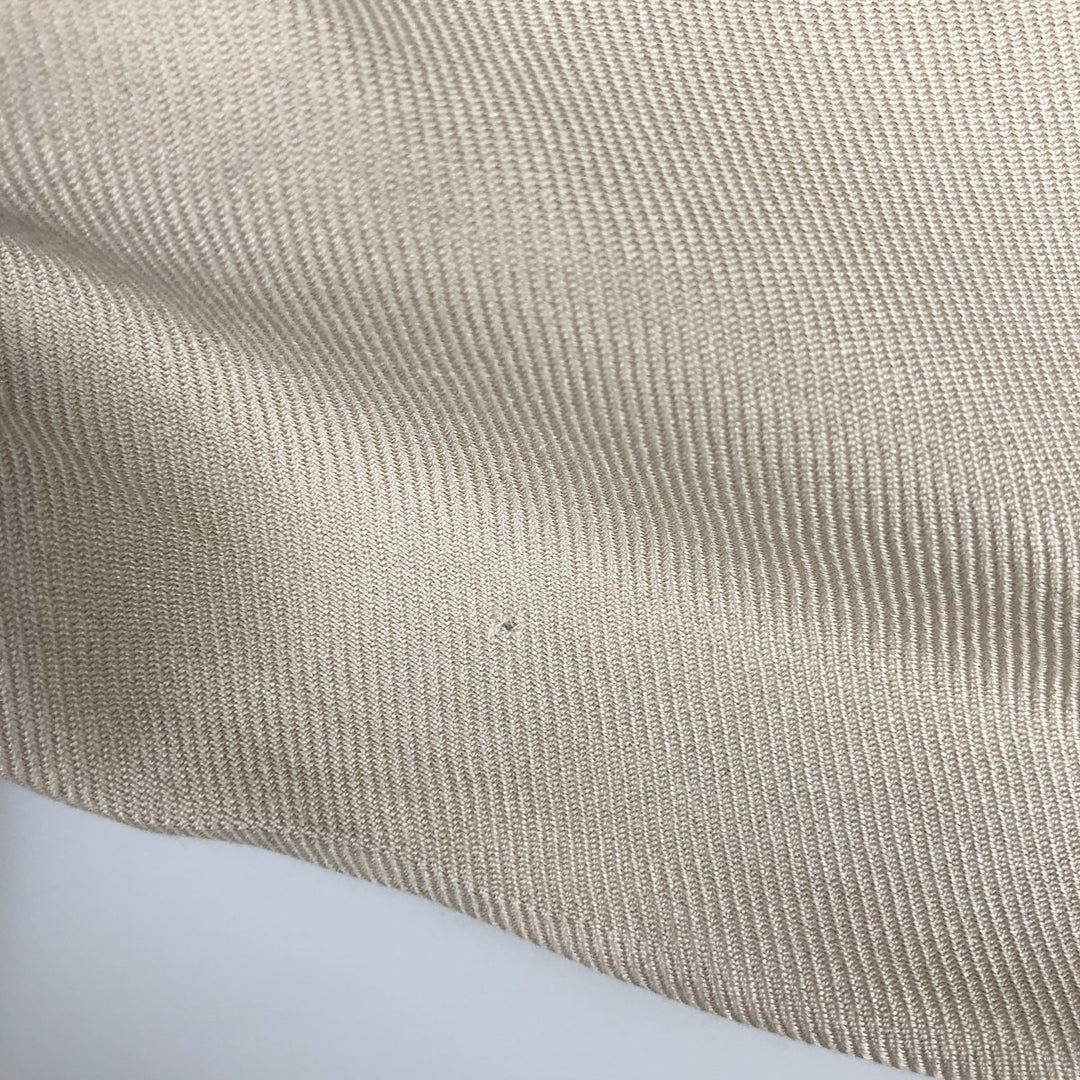 Perry Ellis Open Collar Long Sleeve Silk Shirt, Boxy Shirt, Men's Size L (approx.) silk Beige type Vintage Second Hand