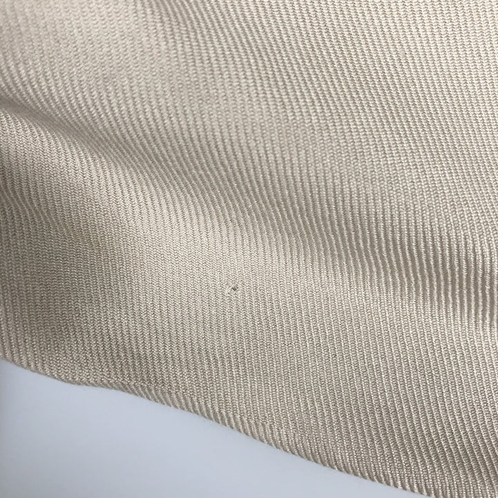 Perry Ellis Open Collar Long Sleeve Silk Shirt, Boxy Shirt, Men's Size L (approx.) silk Beige type Vintage Second Hand
