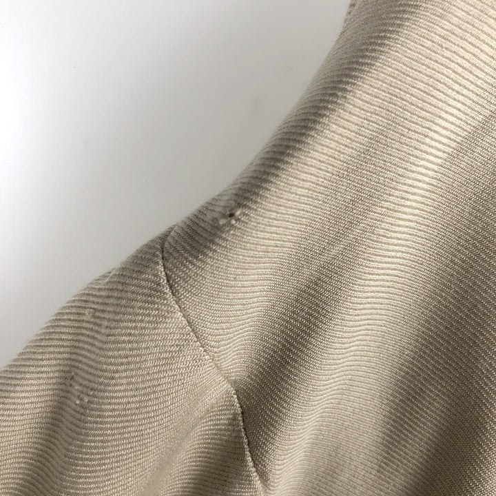Perry Ellis Open Collar Long Sleeve Silk Shirt, Boxy Shirt, Men's Size L (approx.) silk Beige type Vintage Second Hand