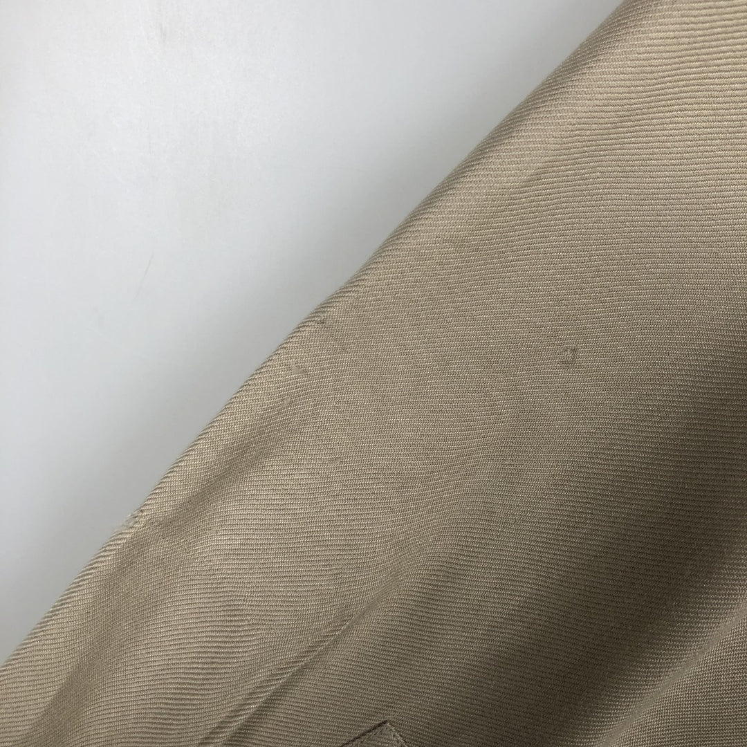 Perry Ellis Open Collar Long Sleeve Silk Shirt, Boxy Shirt, Men's Size L (approx.) silk Beige type Vintage Second Hand