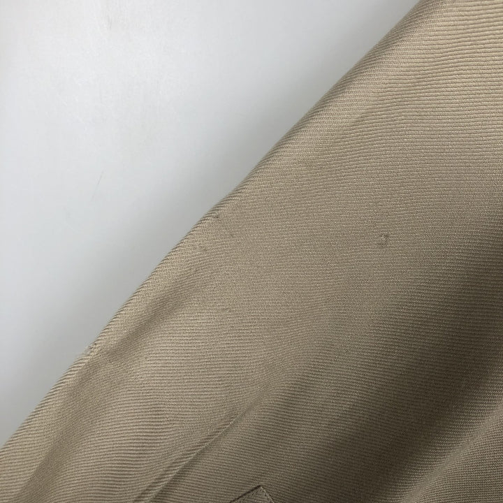 Perry Ellis Open Collar Long Sleeve Silk Shirt, Boxy Shirt, Men's Size L (approx.) silk Beige type Vintage Second Hand