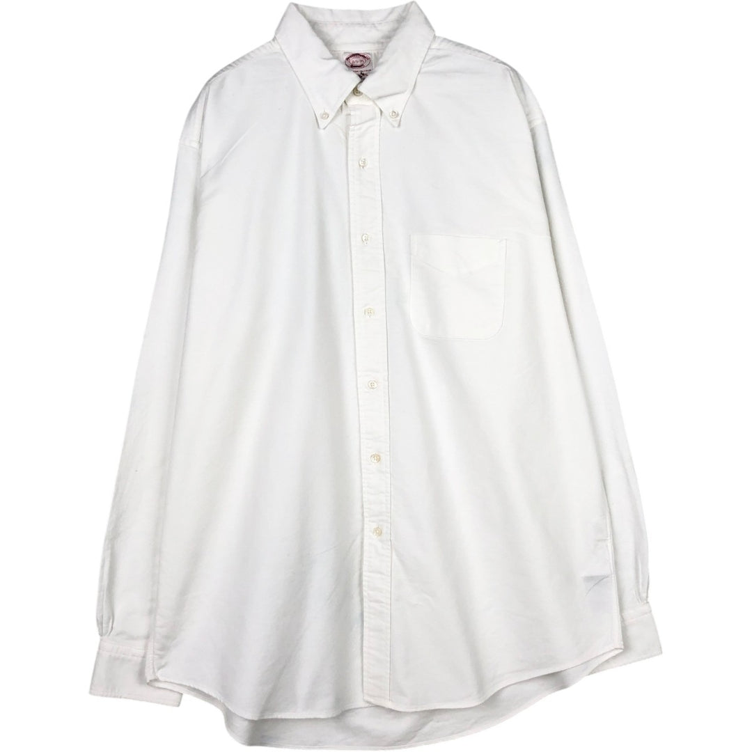 Brooks Brothers Est.1818 TRADITIONAL Long-Sleeve Button-Down Shirt, Made in USA, Men's Size L (approx.) cotton white type Vintage Second Hand