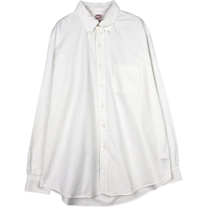 Brooks Brothers Est.1818 TRADITIONAL Long-Sleeve Button-Down Shirt, Made in USA, Men's Size L (approx.) cotton white type Vintage Second Hand