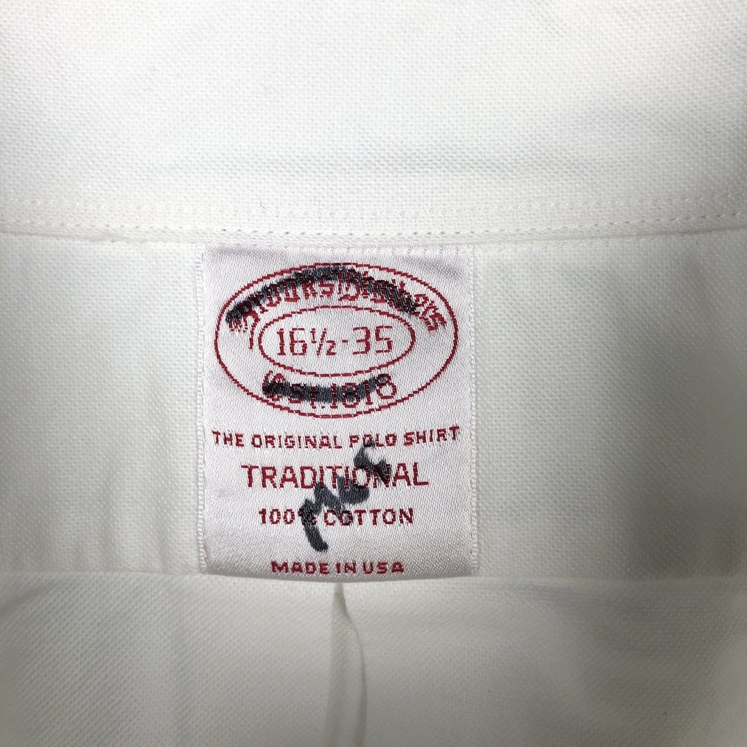 Brooks Brothers Est.1818 TRADITIONAL Long-Sleeve Button-Down Shirt, Made in USA, Men's Size L (approx.) cotton white type Vintage Second Hand