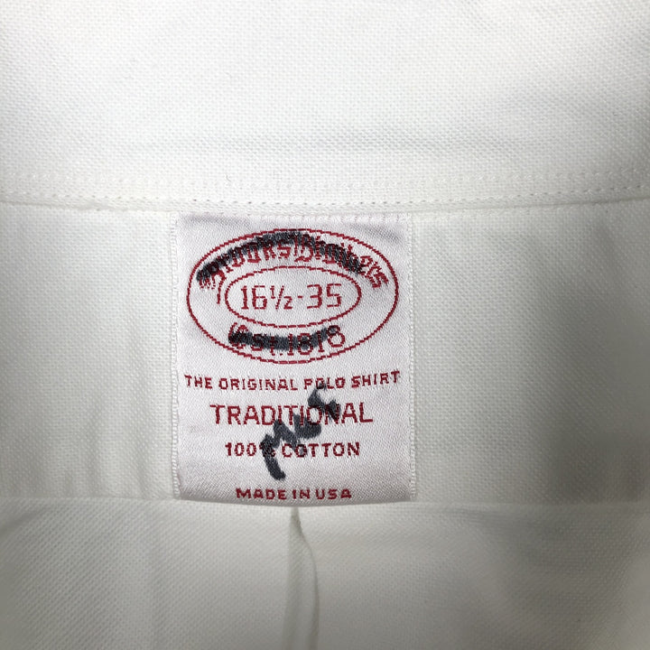 Brooks Brothers Est.1818 TRADITIONAL Long-Sleeve Button-Down Shirt, Made in USA, Men's Size L (approx.) cotton white type Vintage Second Hand