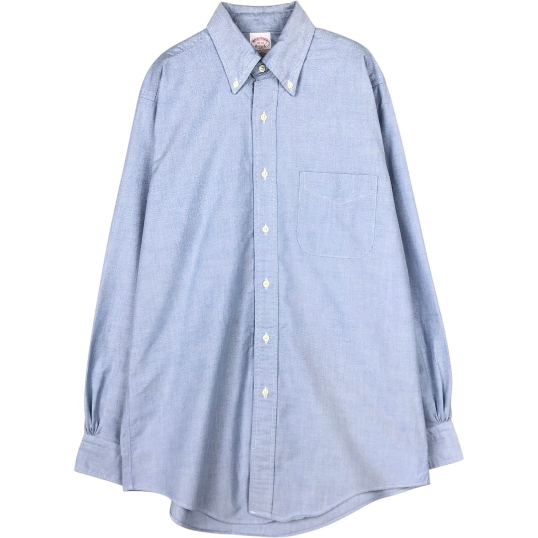 Brooks Brothers Est.1818 Traditional Fit Long-Sleeve Button-Down Shirt, Made in USA, Men's Size M (approx.) Supima Cotton navy blue type Vintage Second Hand