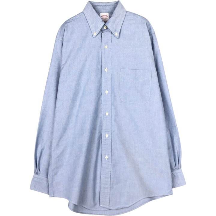 Brooks Brothers Est.1818 Traditional Fit Long-Sleeve Button-Down Shirt, Made in USA, Men's Size M (approx.) Supima Cotton navy blue type Vintage Second Hand