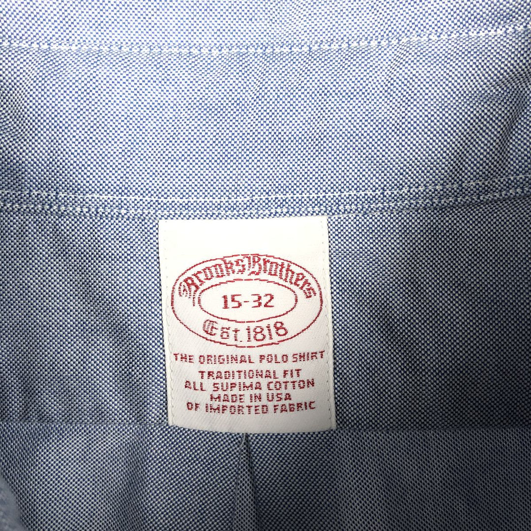 Brooks Brothers Est.1818 Traditional Fit Long-Sleeve Button-Down Shirt, Made in USA, Men's Size M (approx.) Supima Cotton navy blue type Vintage Second Hand