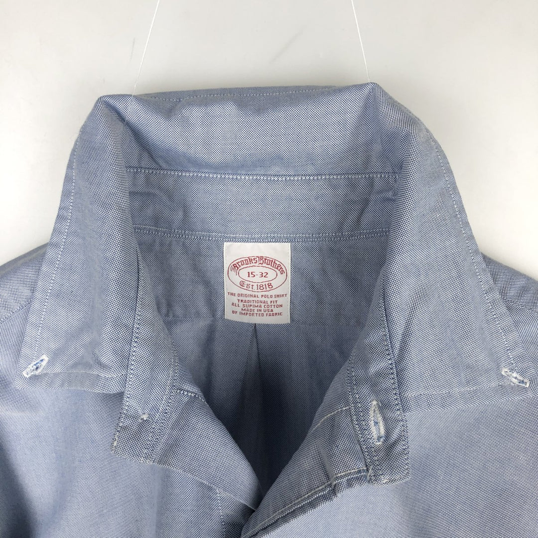 Brooks Brothers Est.1818 Traditional Fit Long-Sleeve Button-Down Shirt, Made in USA, Men's Size M (approx.) Supima Cotton navy blue type Vintage Second Hand