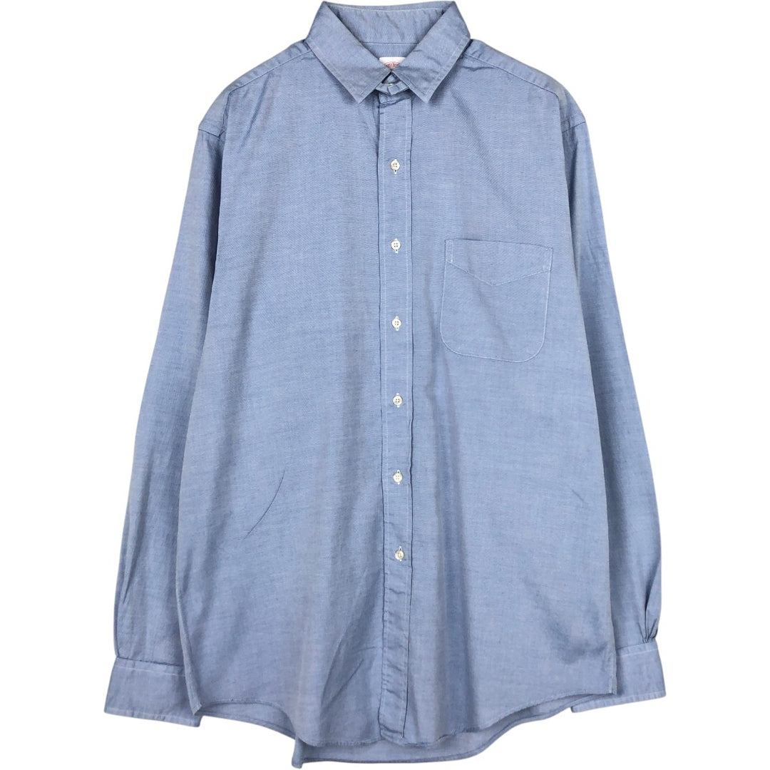 Brooks Brothers MAKERS Long Sleeve Cotton Shirt, Made in USA, Men's Size Medium cotton Blue type light blue Vintage Second Hand