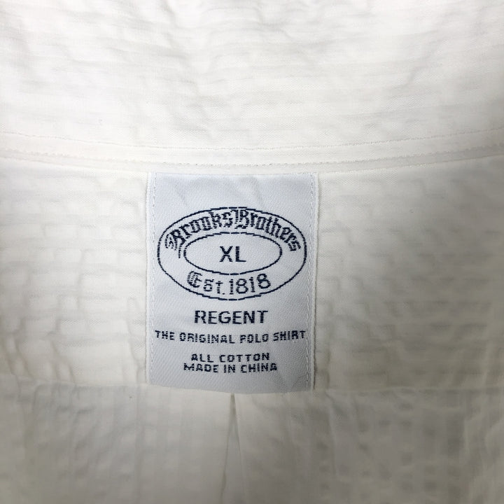 Brooks Brothers Est.1818 REGENT Seersucker Long-Sleeve Button-Down Shirt, Men's Size XL (approx.) cotton white type Vintage Second Hand