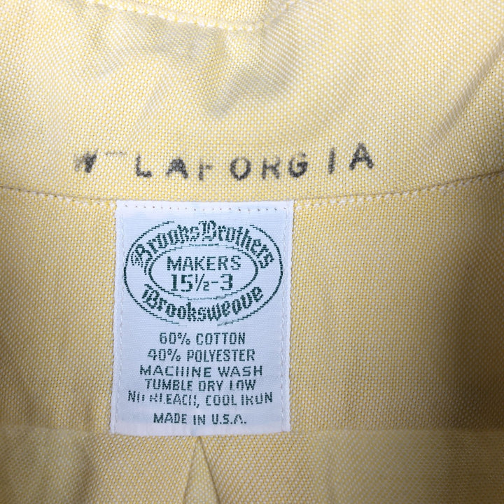 Brooks Brothers MAKERS Long Sleeve Button Down Shirt Made in USA Men's M Size cotton yellow type Vintage Second Hand