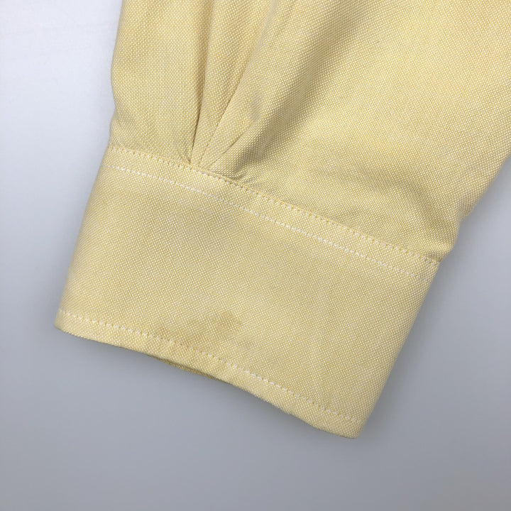 Brooks Brothers MAKERS Long Sleeve Button Down Shirt Made in USA Men's M Size cotton yellow type Vintage Second Hand