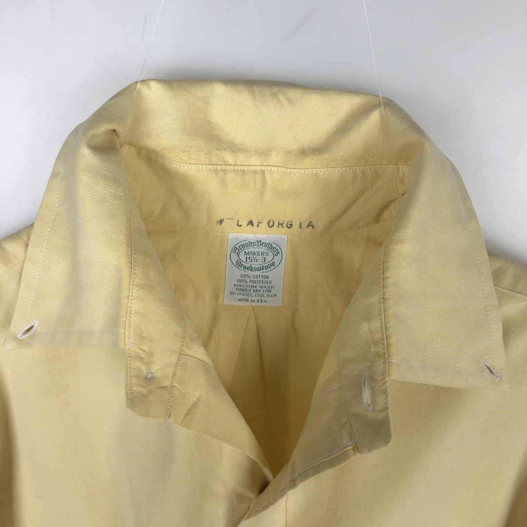 Brooks Brothers MAKERS Long Sleeve Button Down Shirt Made in USA Men's M Size cotton yellow type Vintage Second Hand