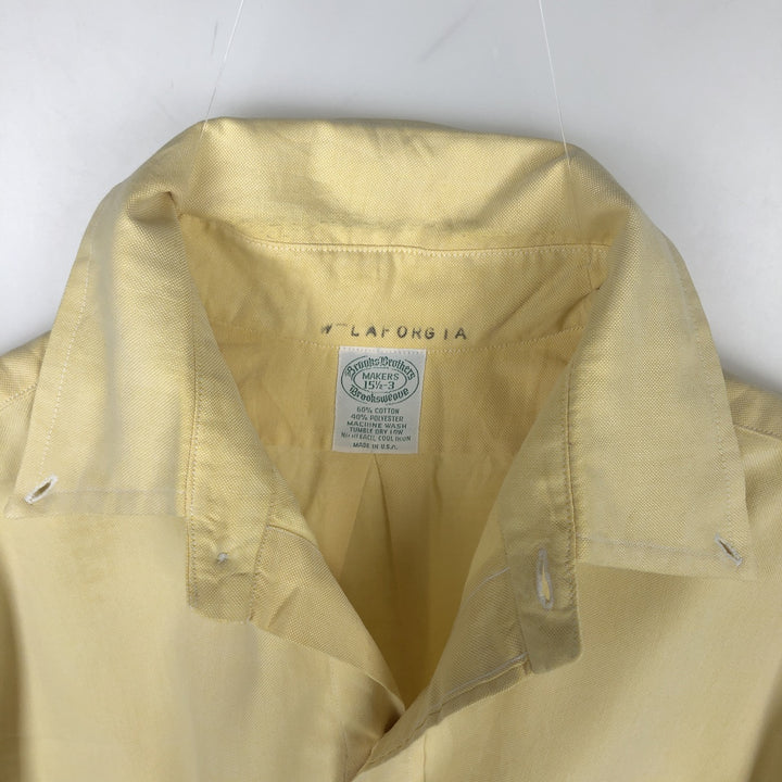 Brooks Brothers MAKERS Long Sleeve Button Down Shirt Made in USA Men's M Size cotton yellow type Vintage Second Hand