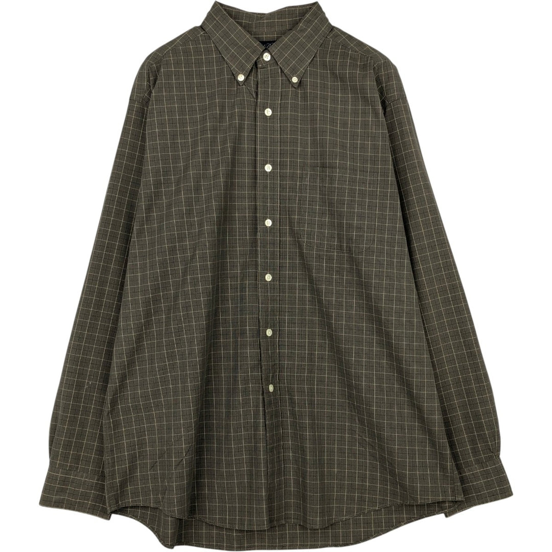 Brooks Brothers Est.1818 Long Sleeve Button-Down Check Shirt, Men's Size L cotton Charcoal Vintage Second Hand