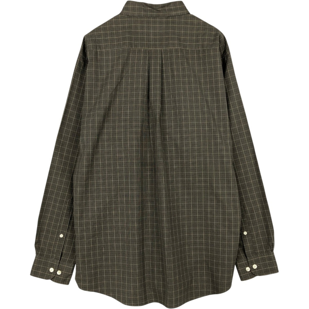 Brooks Brothers Est.1818 Long Sleeve Button-Down Check Shirt, Men's Size L cotton Charcoal Vintage Second Hand